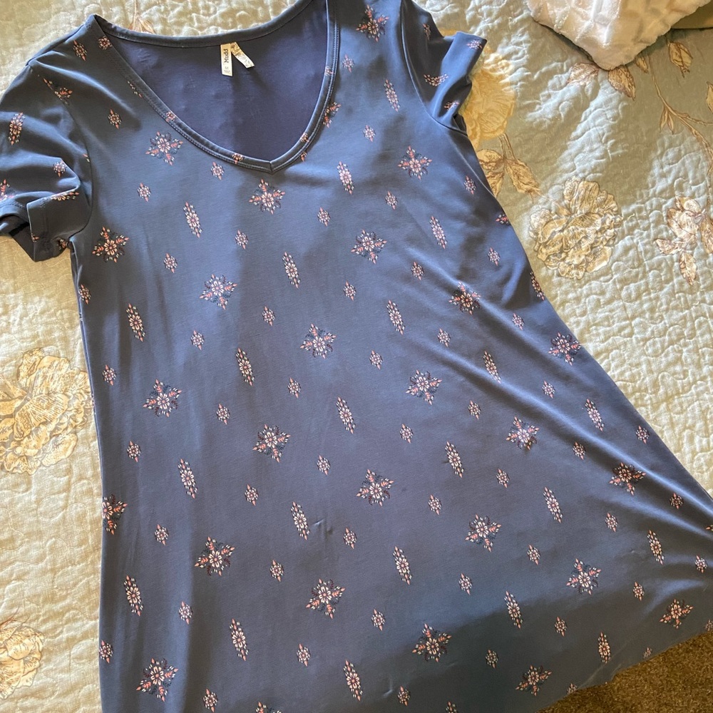 Blue short sleeved mini dress